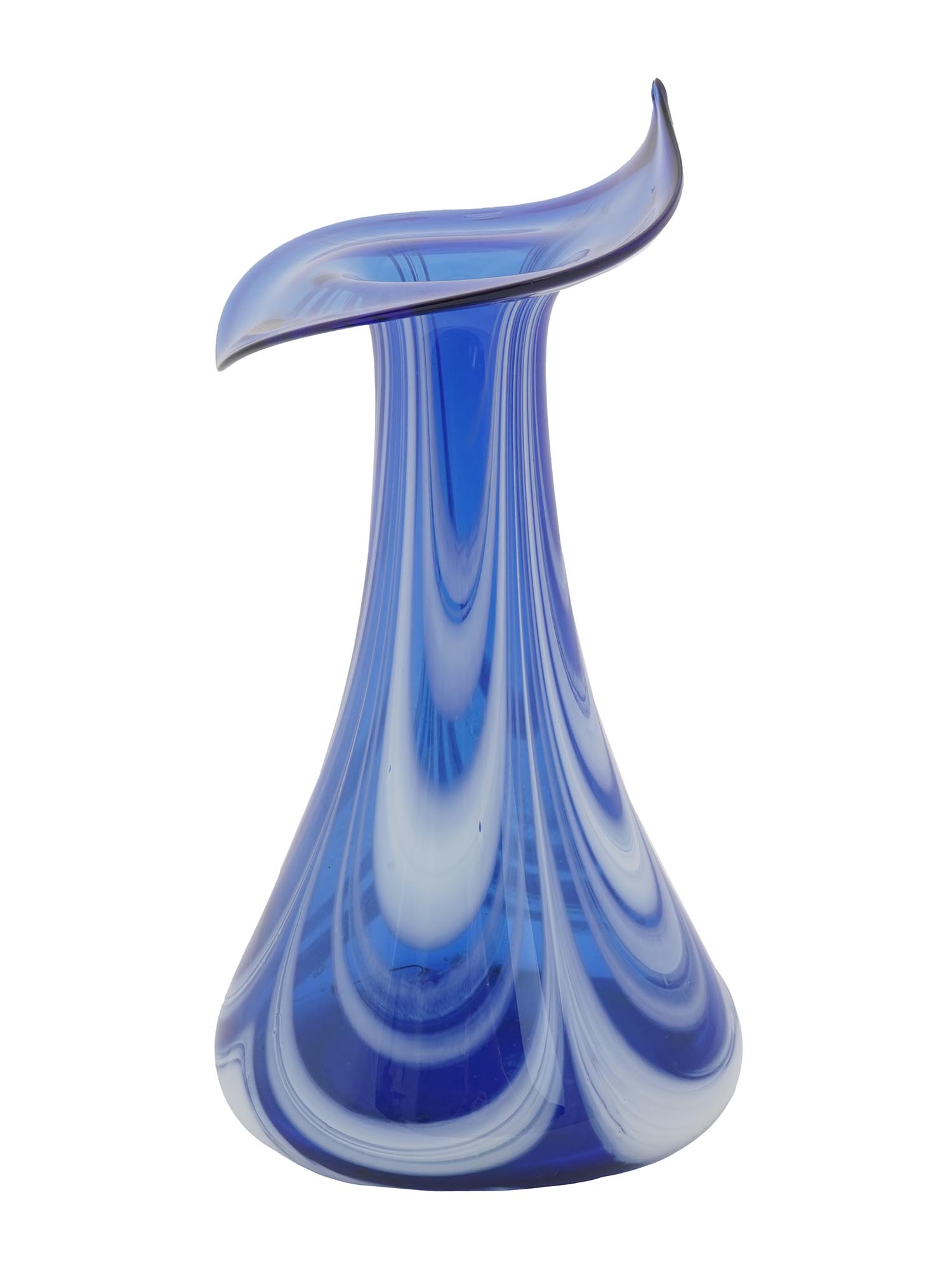 BOHEMIAN ART GLASS BLUE JACK IN THE PULPIT VASE PIC-0